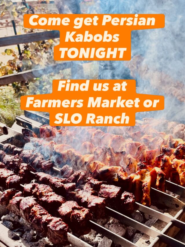 Your mouth is watering already 🤤 so just follow your nose to the Shekamoo Grill booth at @downtownslofarmersmarket or our restaurant in @sloranchfarms to satisfy that need to enjoy great food, made with love 🔥❤️‍🔥🔥

 #kabob #shekamoogrill #farmersmarket
